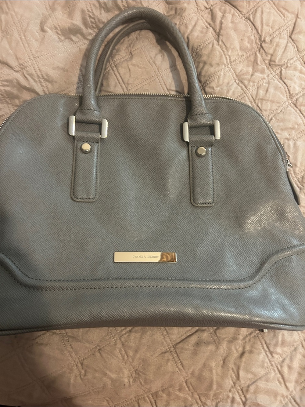 Gray Structured Top-Handle Bag